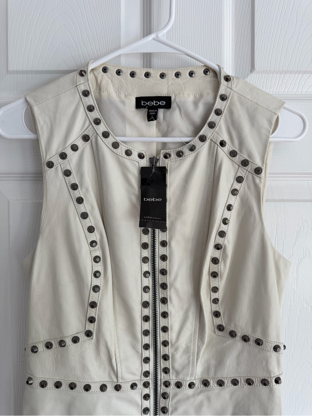 NWT bebe Ivory Sleeveless Stud-Trim Midi Dress - Picture 4 of 9